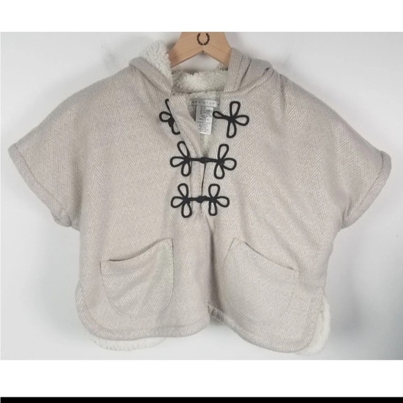 Max Studio Cream Hooded Poncho with Toggle Details - Picture 2 of 5